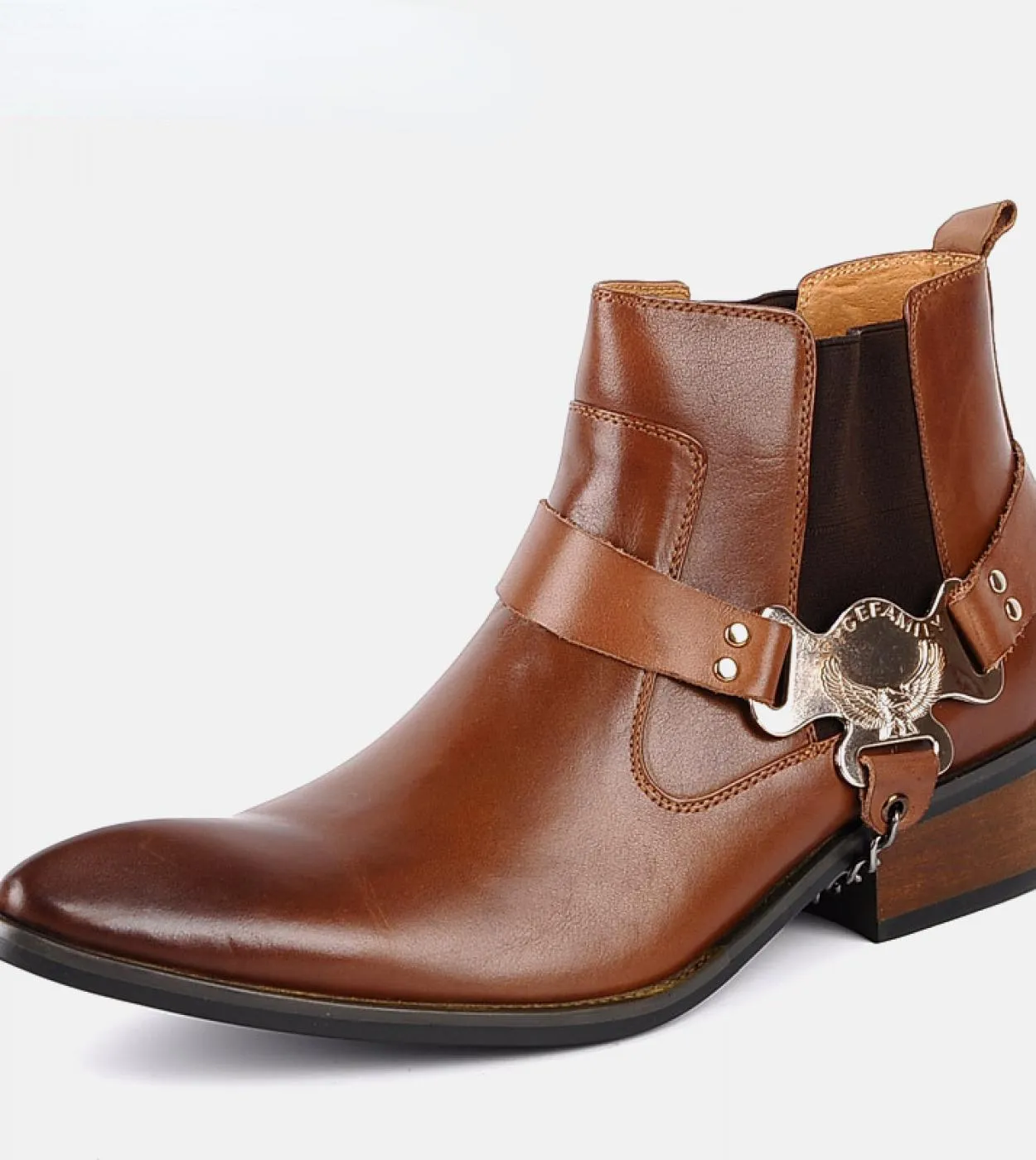 2022 Stivaletti da uomo Scarpe da cowboy classiche Nuovo stile Trendy Catena in metallo Designer Vera pelle Uomo con punta a pun