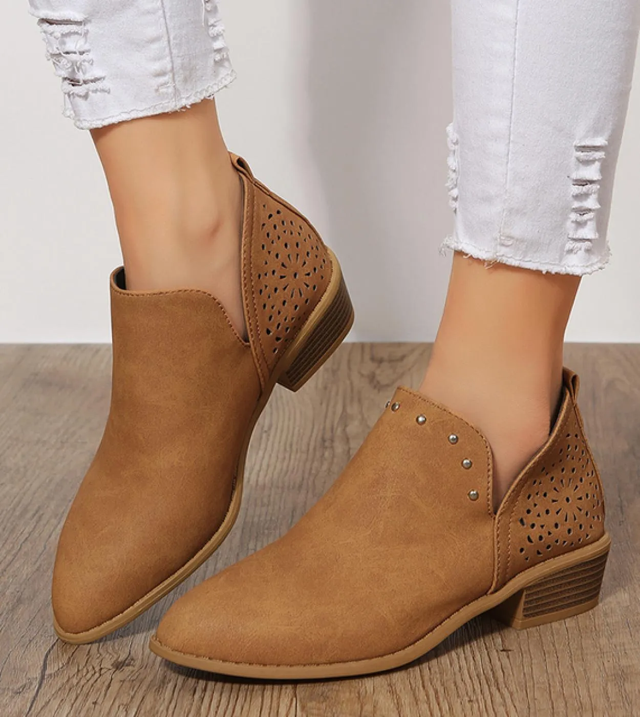 2022 Stivaletti Per Le Donne Stivali Tacco Basso Donne Stivali A Punta Rivetti Fatti A Mano Primavera Autunno Scarpe da Donna St