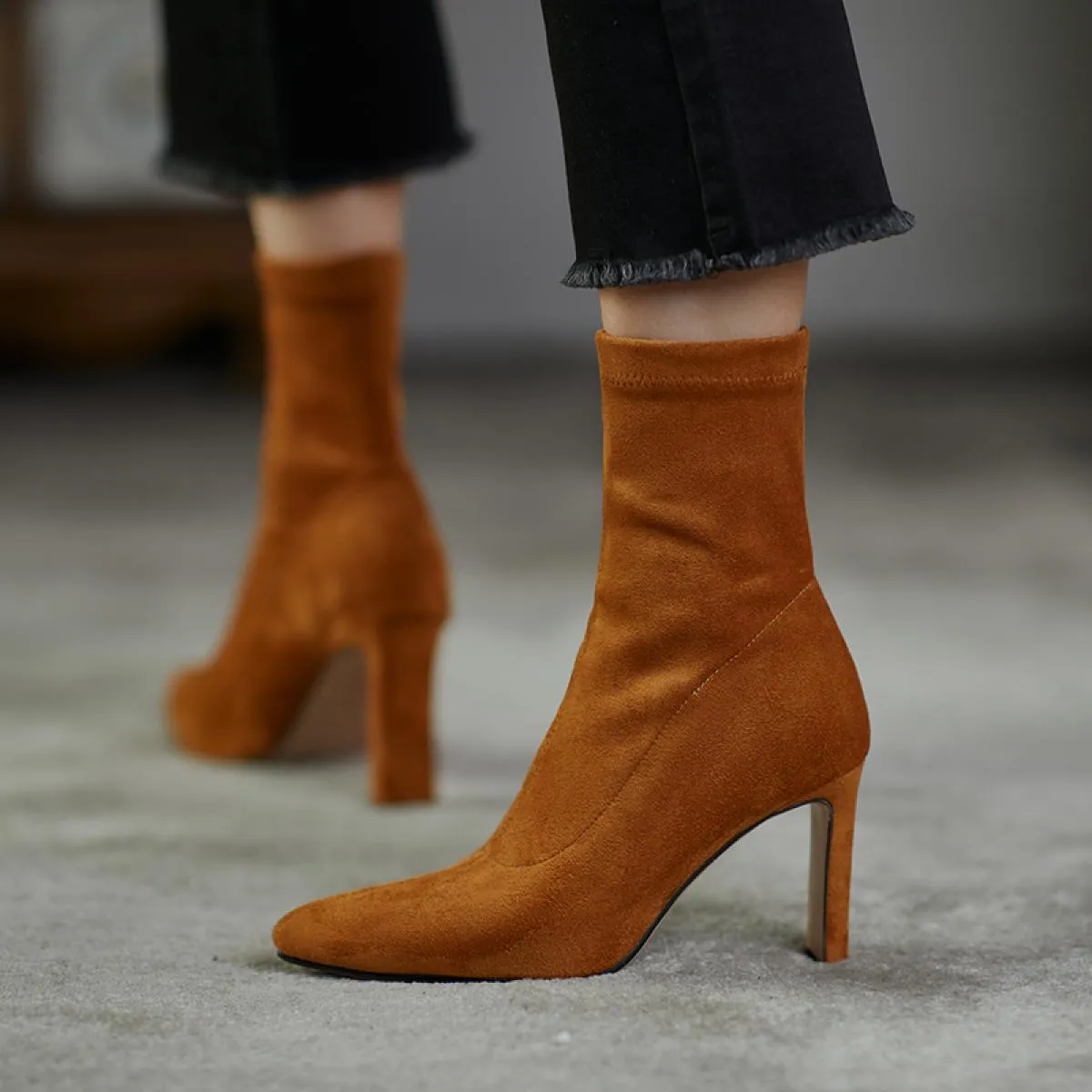 2024 nuovo tacco alto punta a punta stivaletti da donna ufficio moda donna scarpe in vera pelle donna inverno taglia 34 42