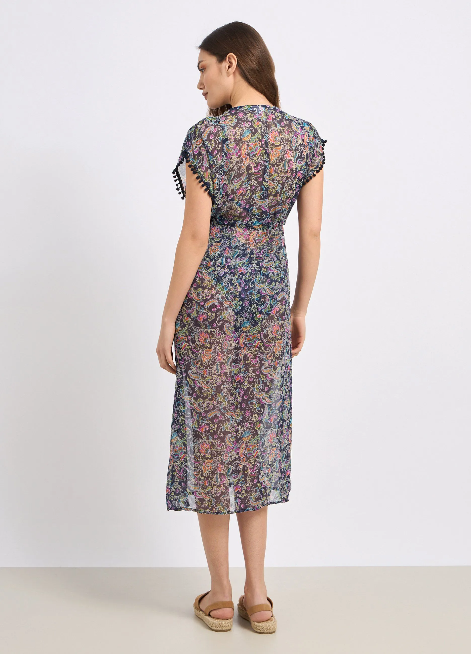 Abito copricostume lungo in chiffon donna
