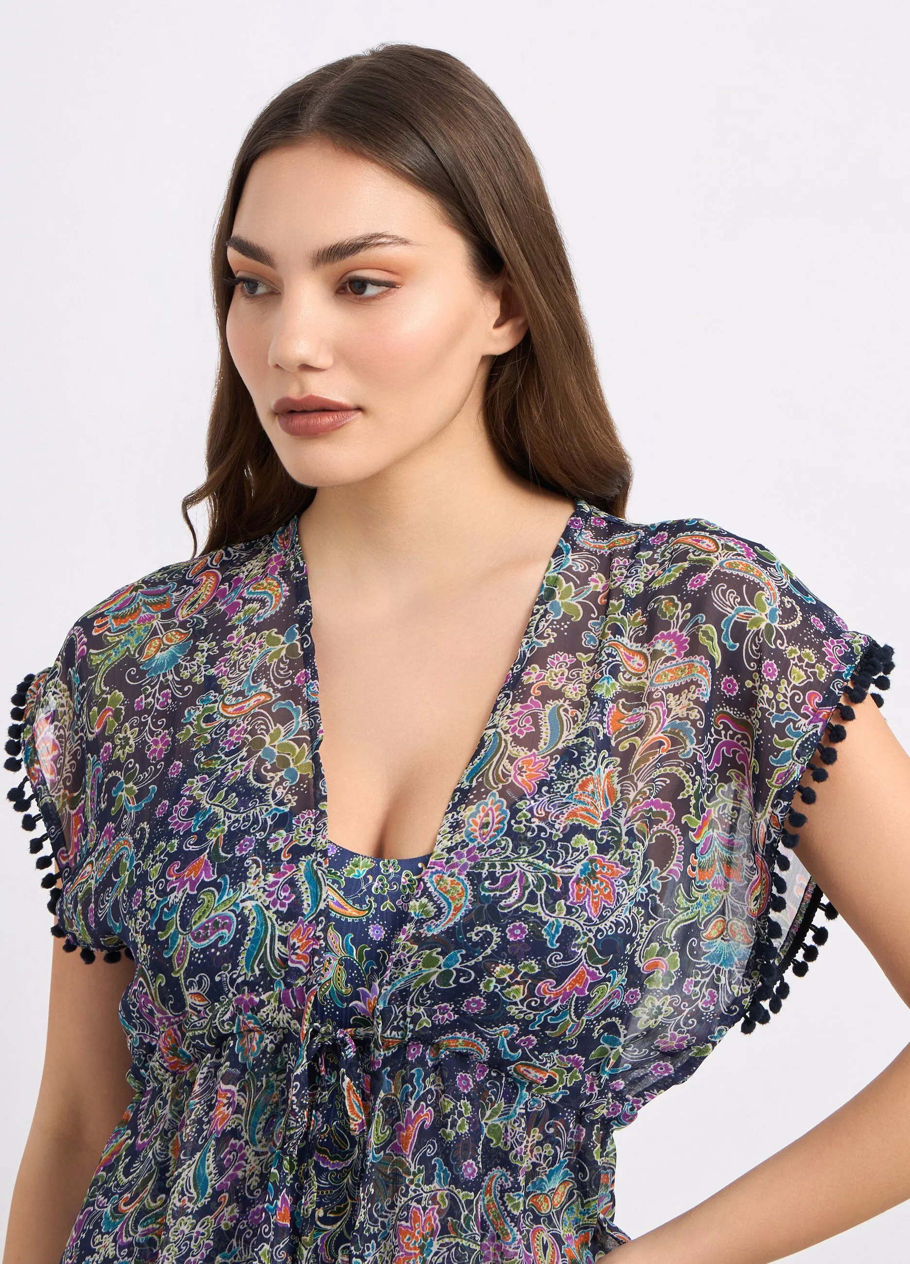 Abito copricostume lungo in chiffon donna