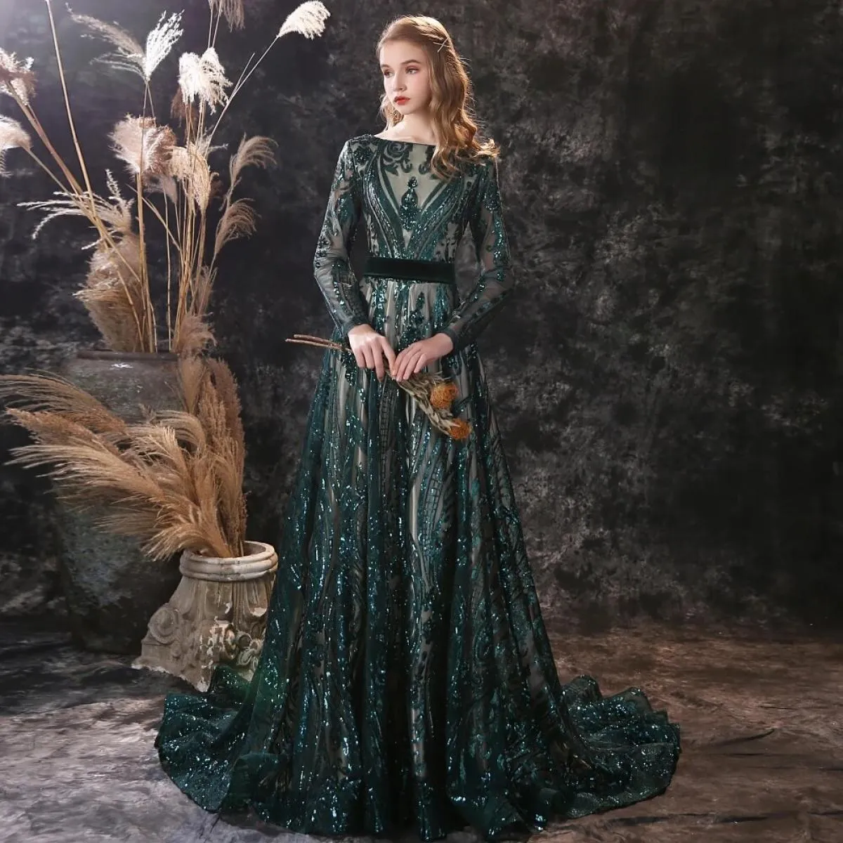 Abito da sera musulmano a maniche lunghe Abito da sera lungo elegante da sera Lungo