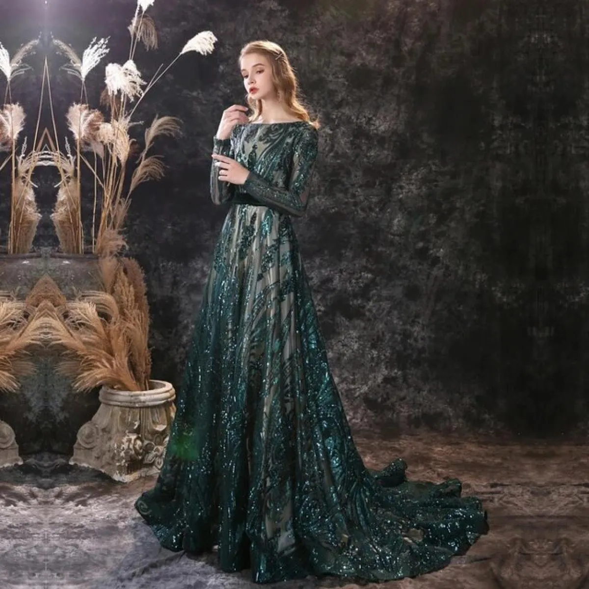 Abito da sera musulmano a maniche lunghe Abito da sera lungo elegante da sera Lungo