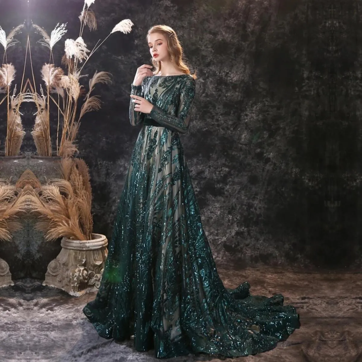 Abito da sera musulmano a maniche lunghe Abito da sera lungo elegante da sera Lungo