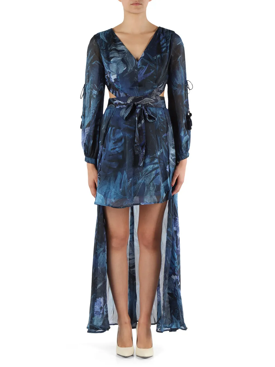 Abito in chiffon con gonna rimovibile