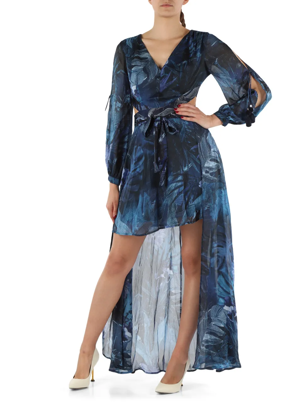 Abito in chiffon con gonna rimovibile