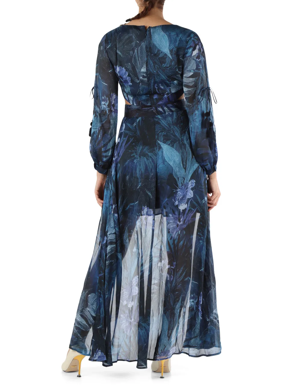 Abito in chiffon con gonna rimovibile