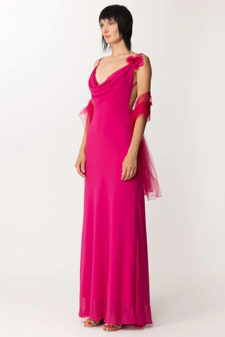 Abito lungo con scollo a boccale MAGENTA