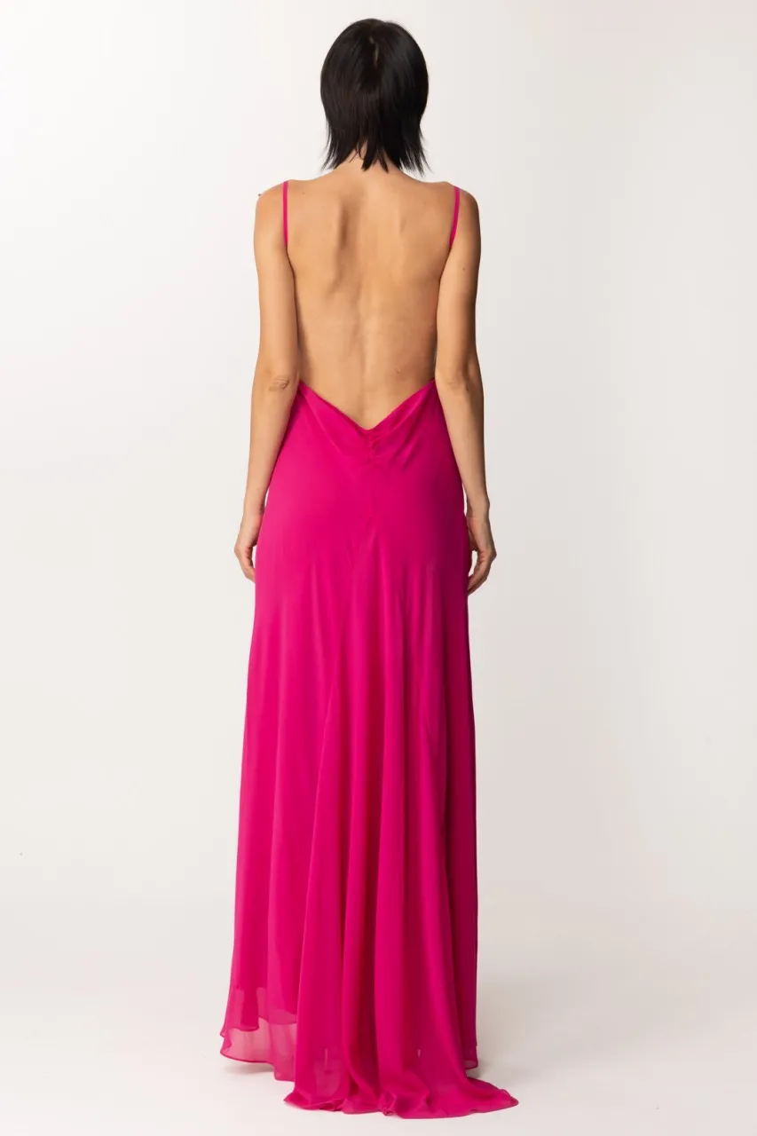 Abito lungo con scollo a boccale MAGENTA