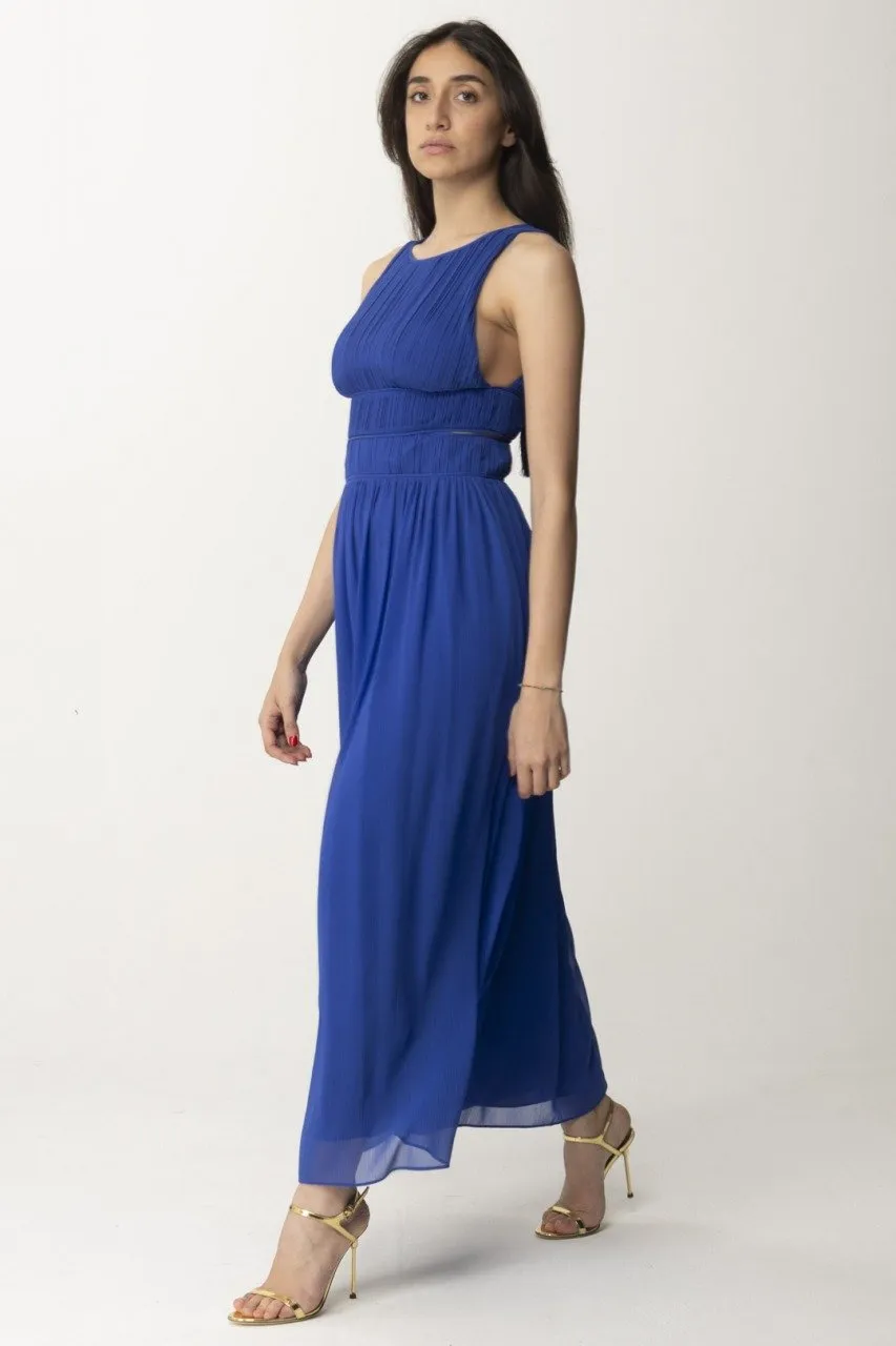 Abito lungo plissè con cut-out Blue Wave