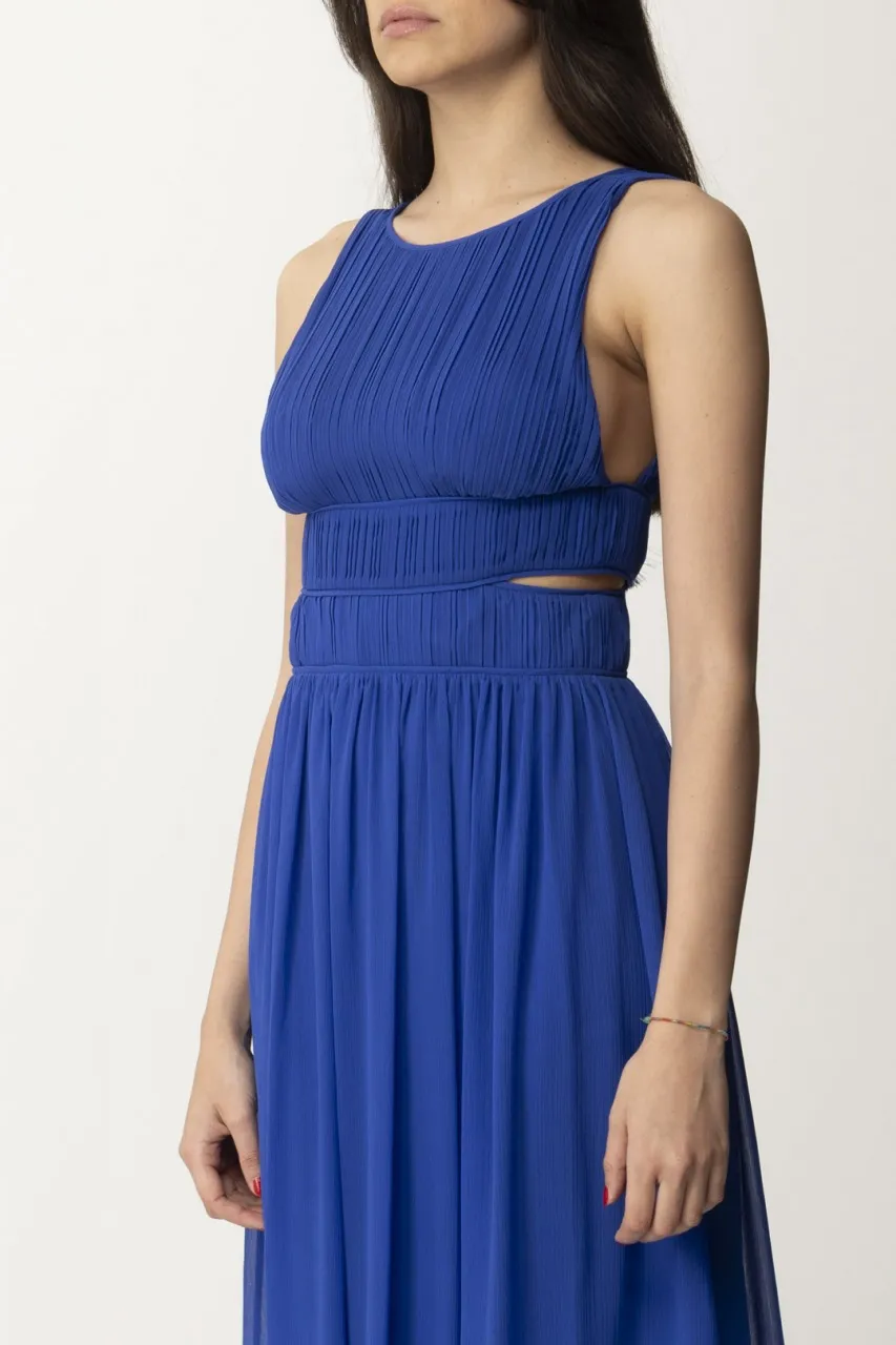 Abito lungo plissè con cut-out Blue Wave