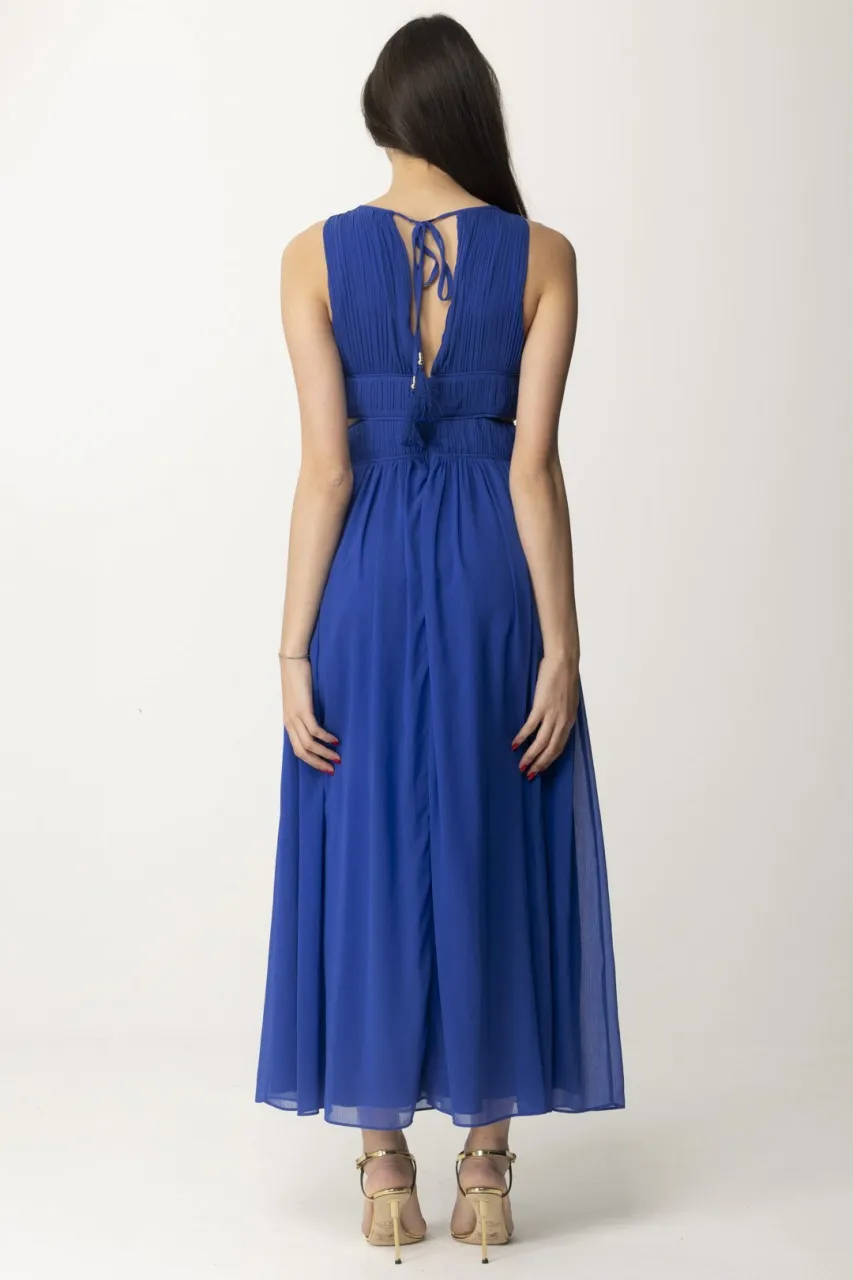 Abito lungo plissè con cut-out Blue Wave