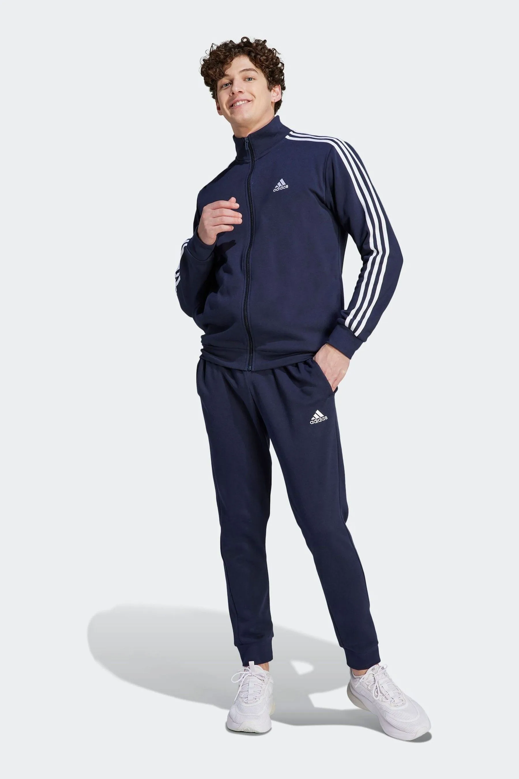 Adidas Tuta basic in pile con 3 strisce