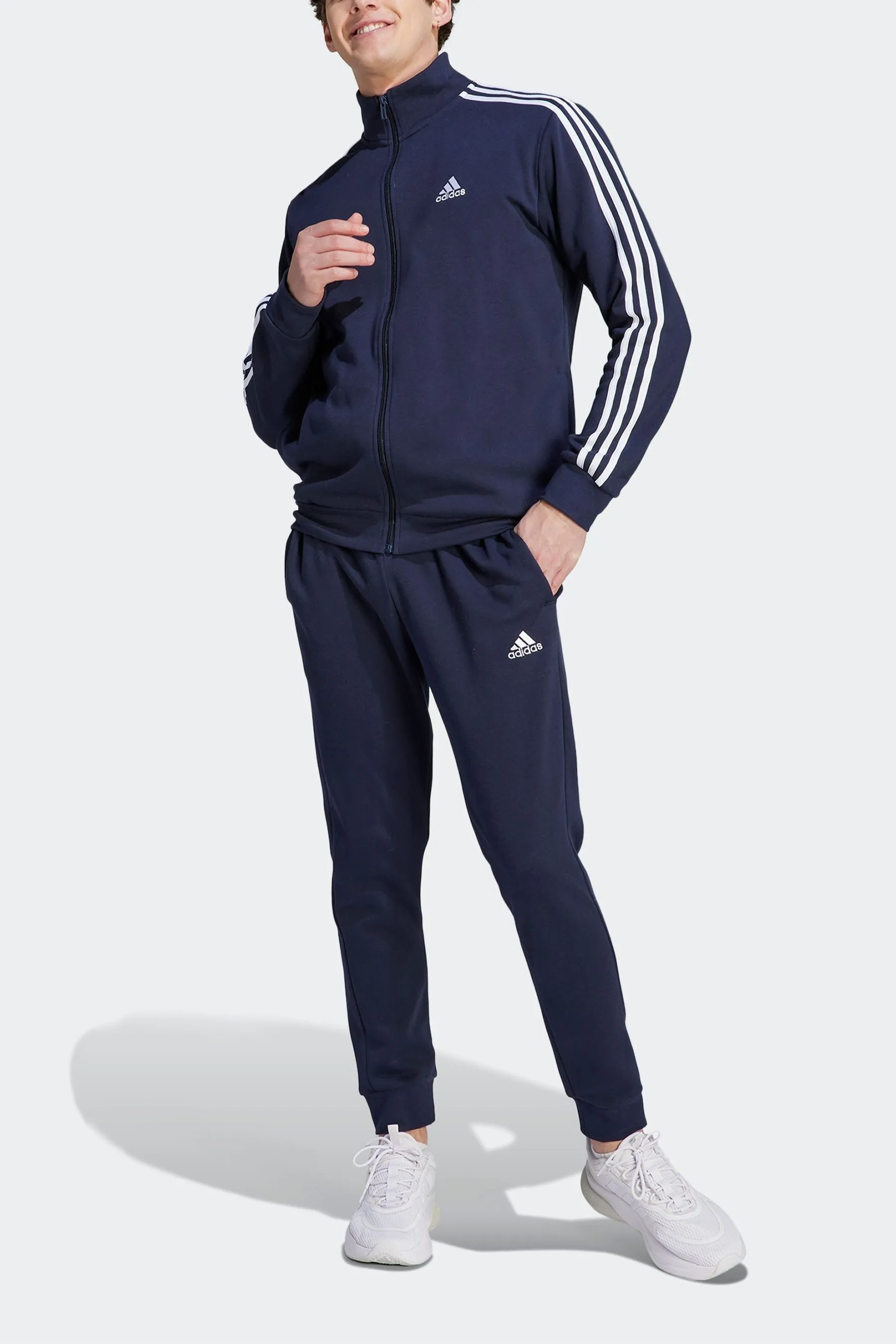 Adidas Tuta basic in pile con 3 strisce