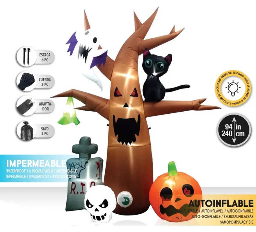 Albero Autogonfiabile di Halloween con LED da 240 cm