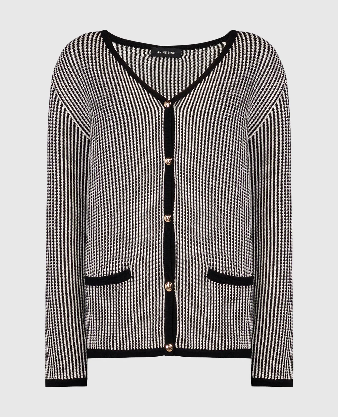 Anine Bing Cardigan DAVE a righe nere A090316073