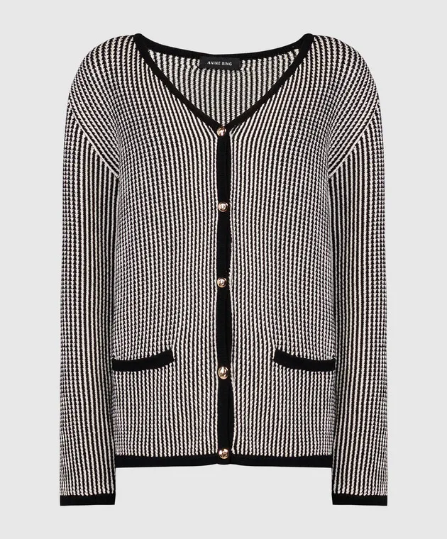 Anine Bing Cardigan DAVE a righe nere A090316073