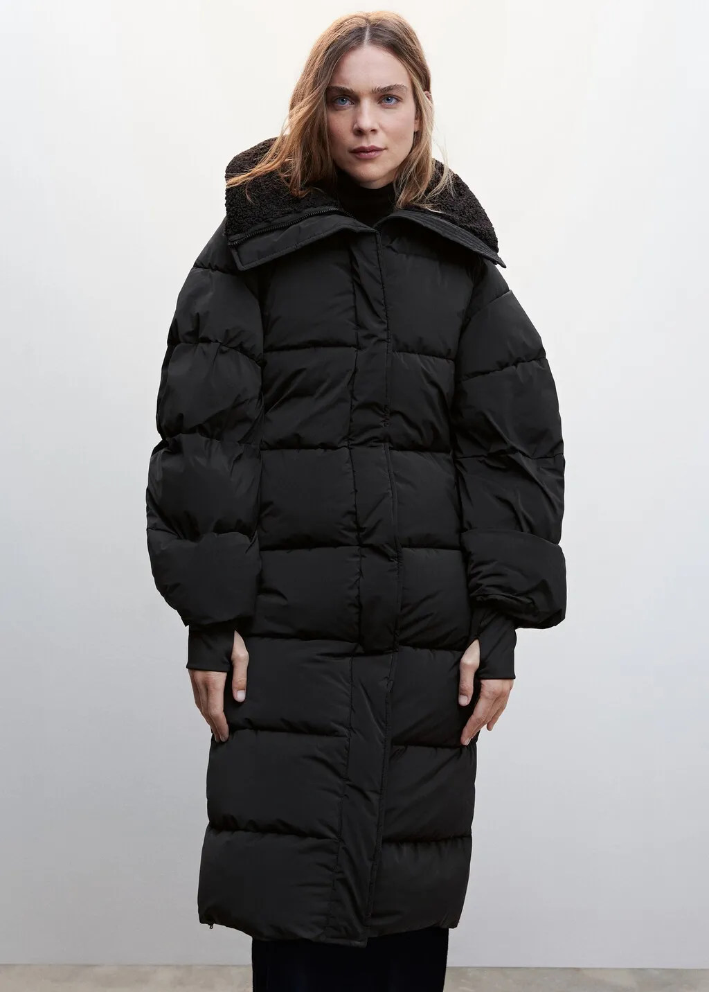 Anorak trapuntato pelliccia di pecora