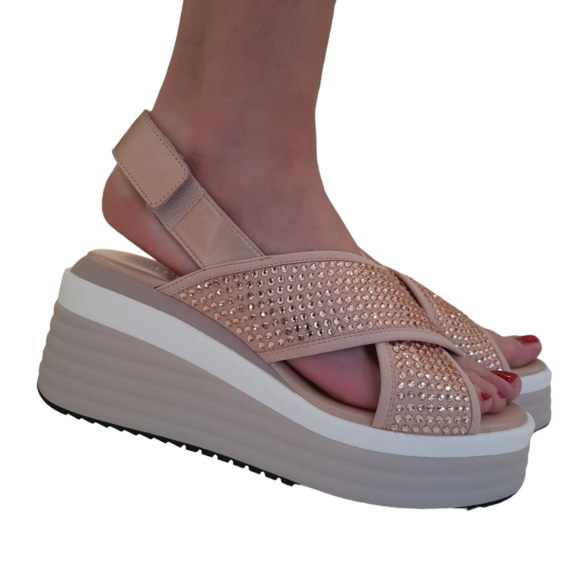 Apepazza Sandalo Zeppa Donna Pelle nude Rif.716