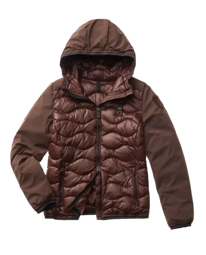 BLAUER Piumino Donna 22WBLDC08054 006355 Jo A-EE Lucido Cappuccio 386 CAFFE TOSTATO