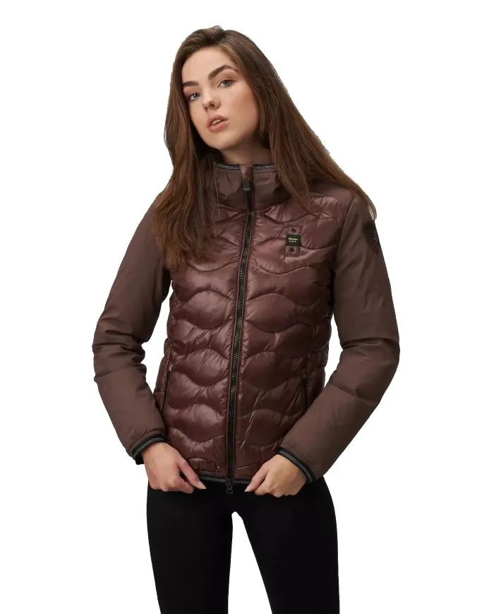 BLAUER Piumino Donna 22WBLDC08054 006355 Jo A-EE Lucido Cappuccio 386 CAFFE TOSTATO