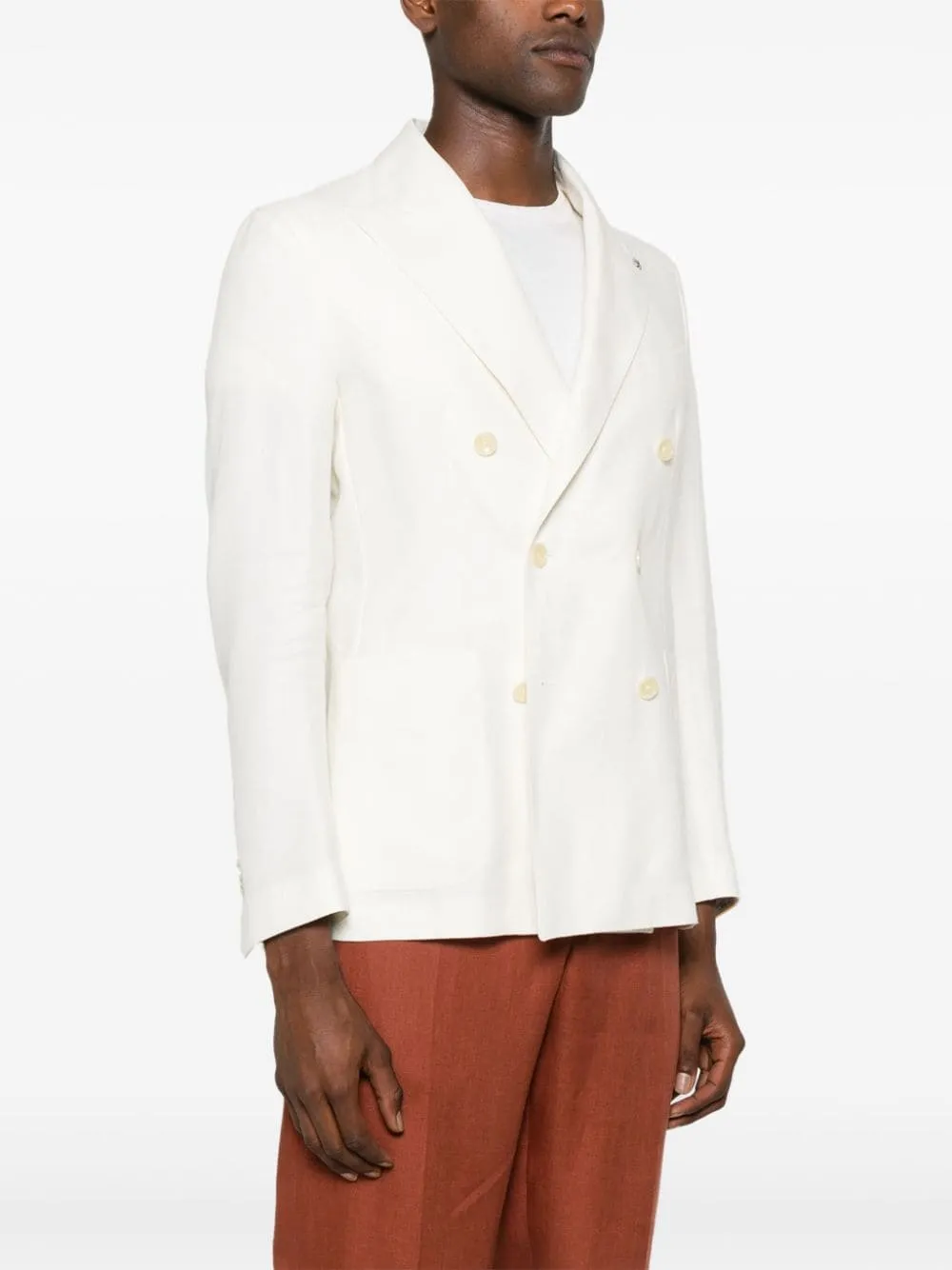 Blazer doppiopetto con finitura strutturata in bianco di Tagliatore - uomo