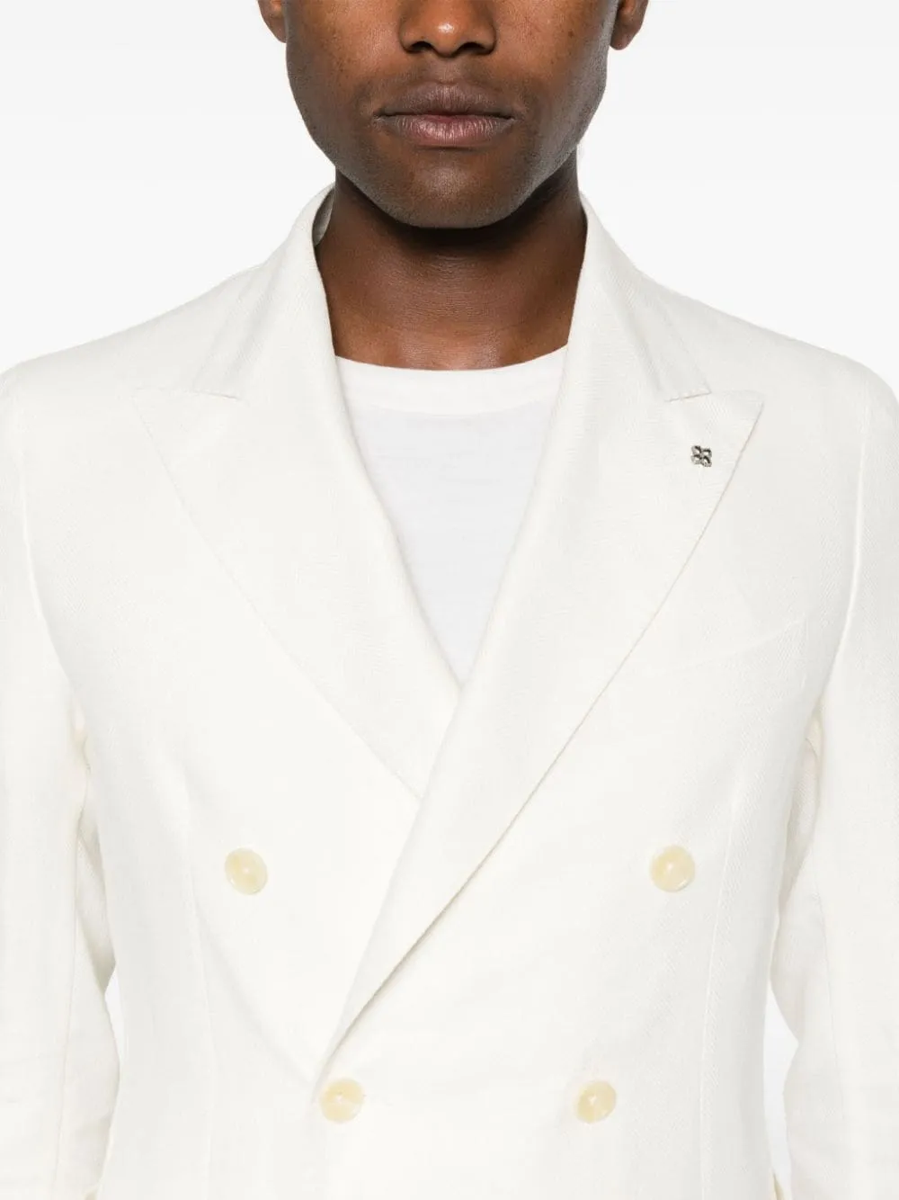Blazer doppiopetto con finitura strutturata in bianco di Tagliatore - uomo