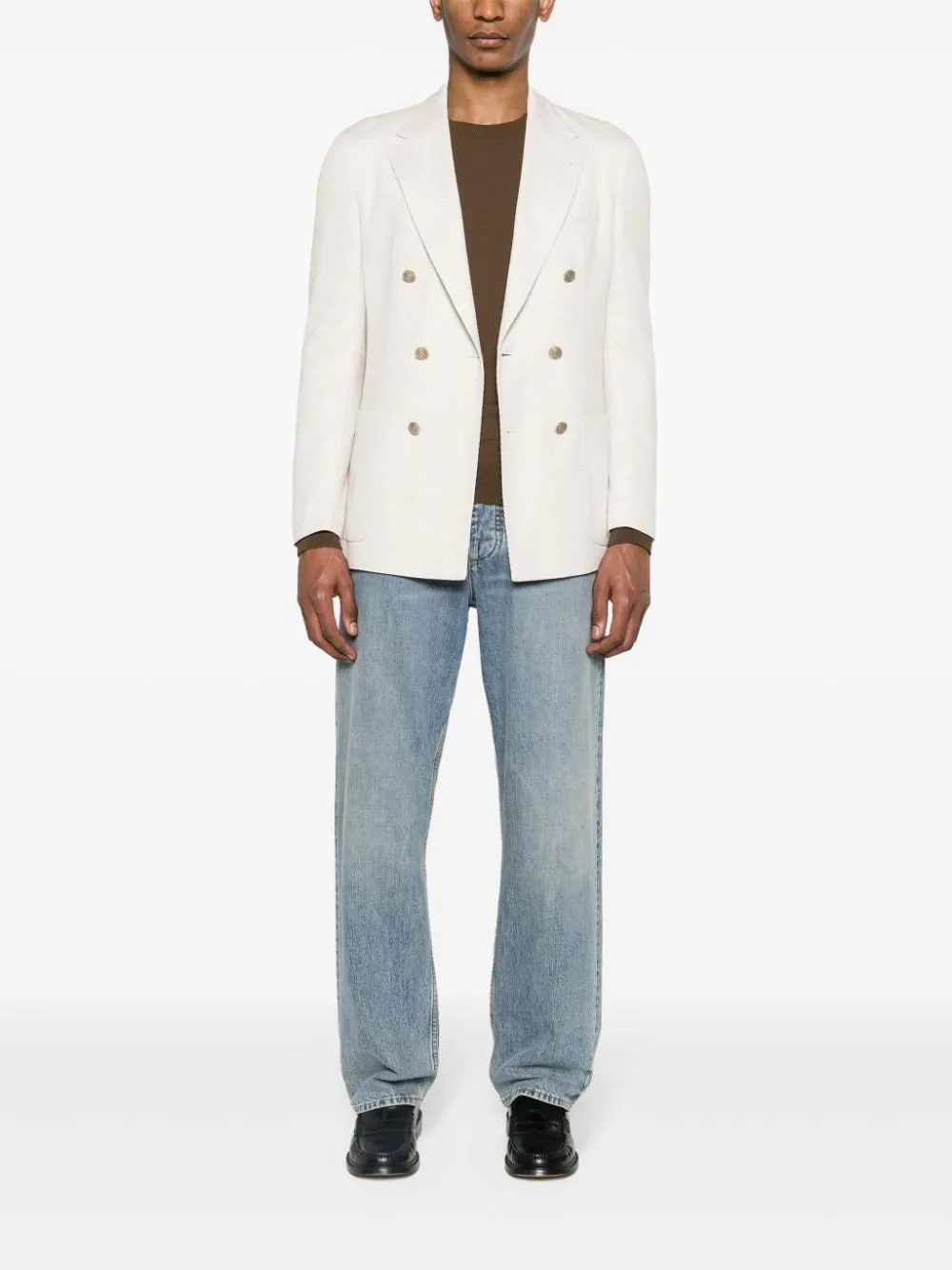 Blazer doppiopetto in beige - uomo