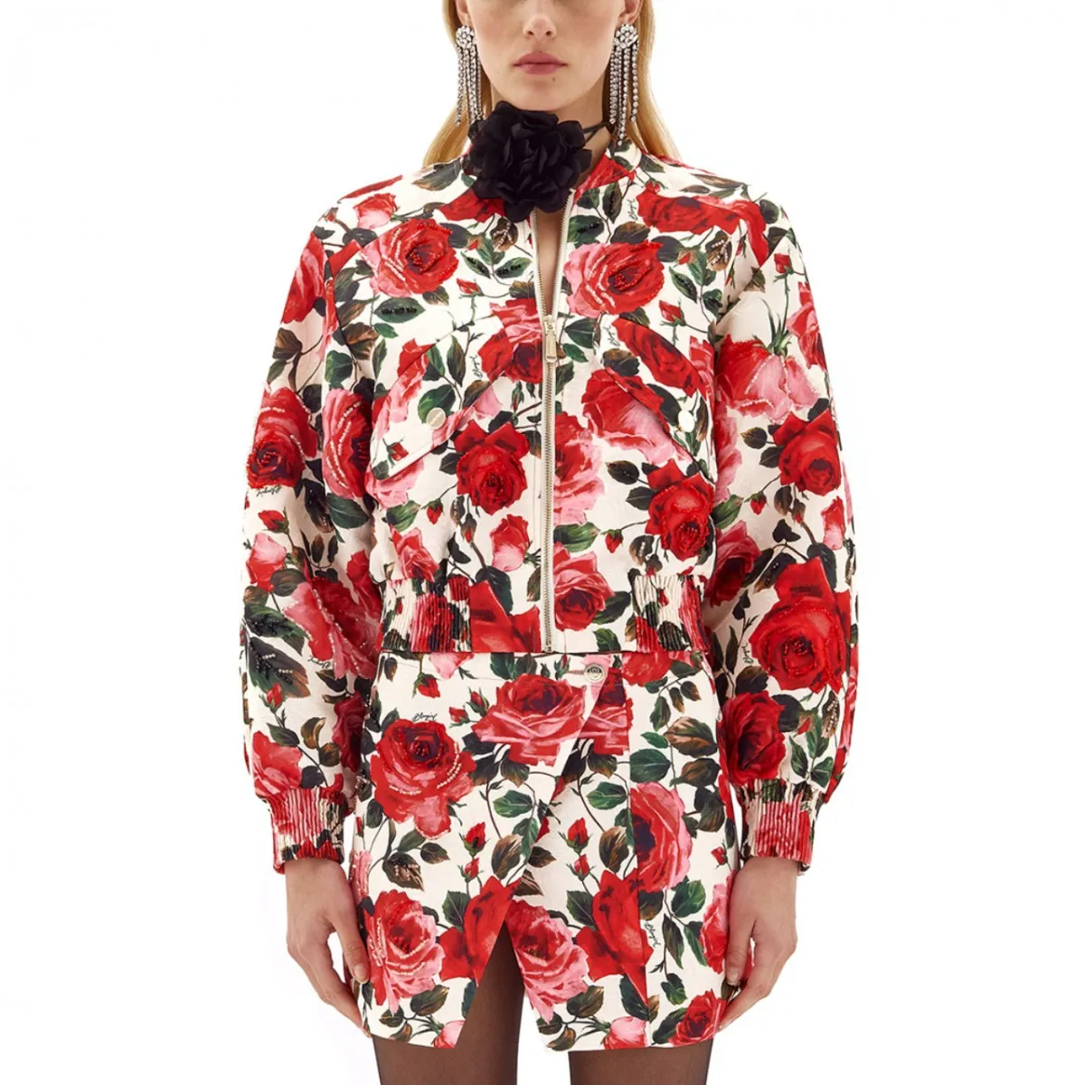 Bomber Jacquard Deep Roses