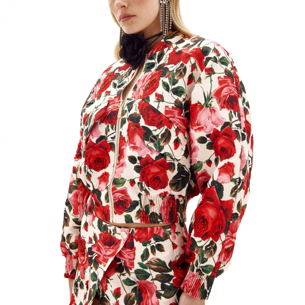 Bomber Jacquard Deep Roses