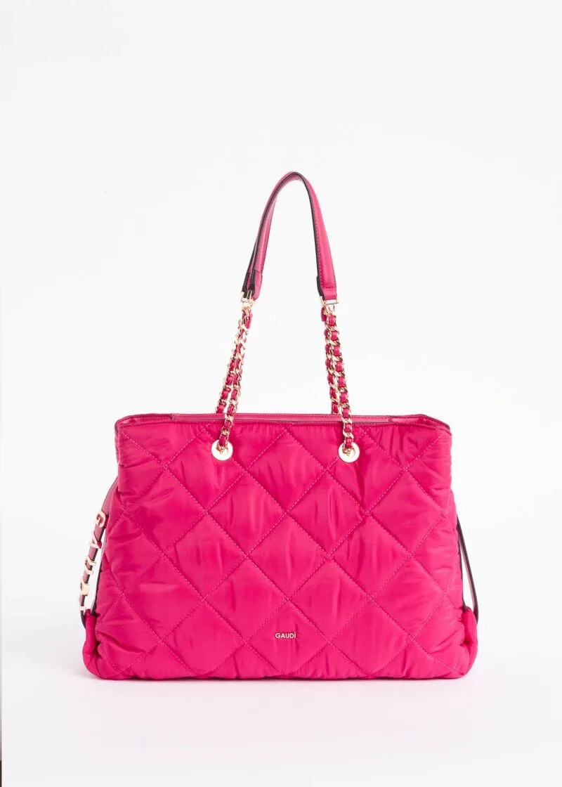 Borsa shopper in nylon con lettering
