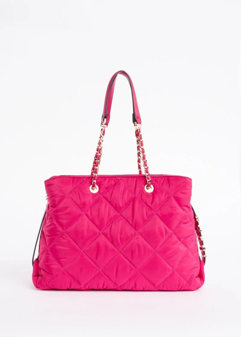 Borsa shopper in nylon con lettering