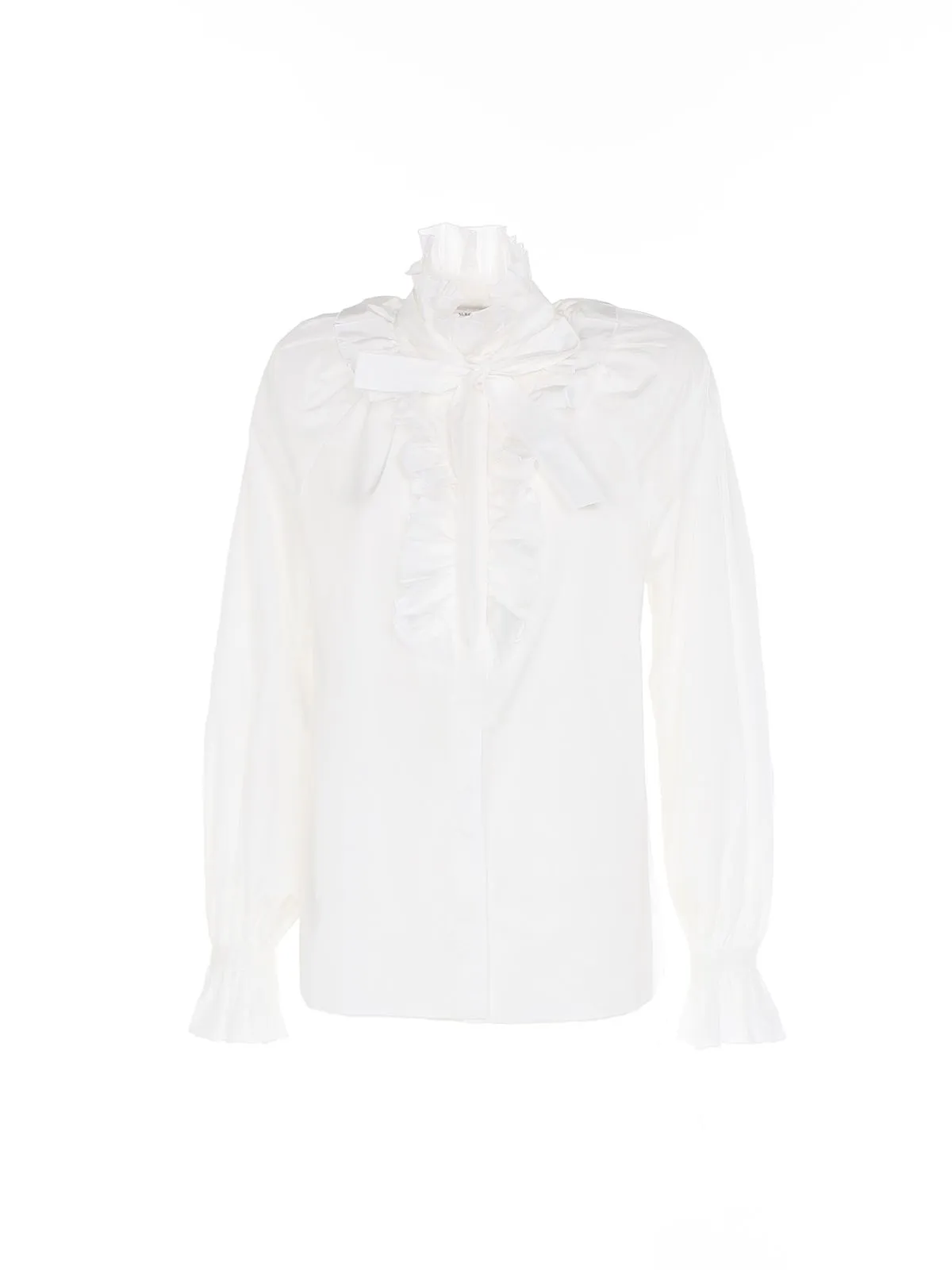 CAMICIA BIANCA IN TAFFETA' CON RUCHE