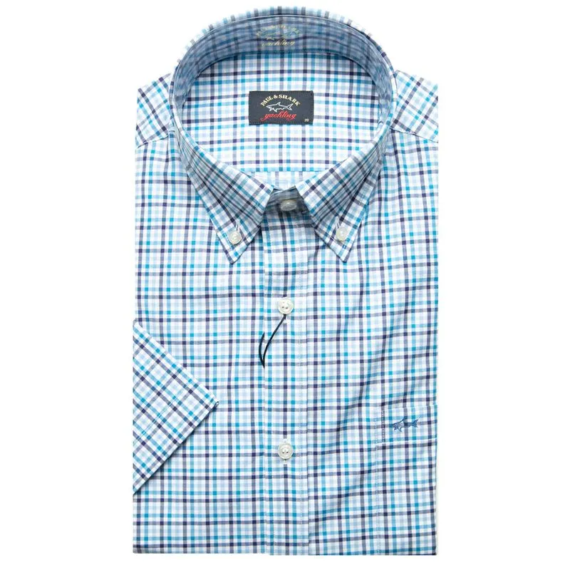 Camicia maniche corte azzurra a quadretti 