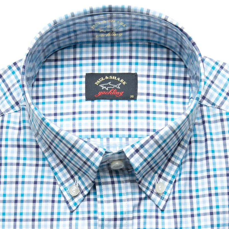 Camicia maniche corte azzurra a quadretti 
