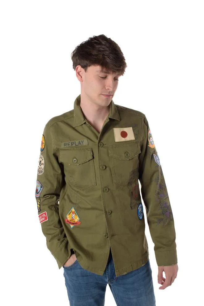 camicia patched uomo verde