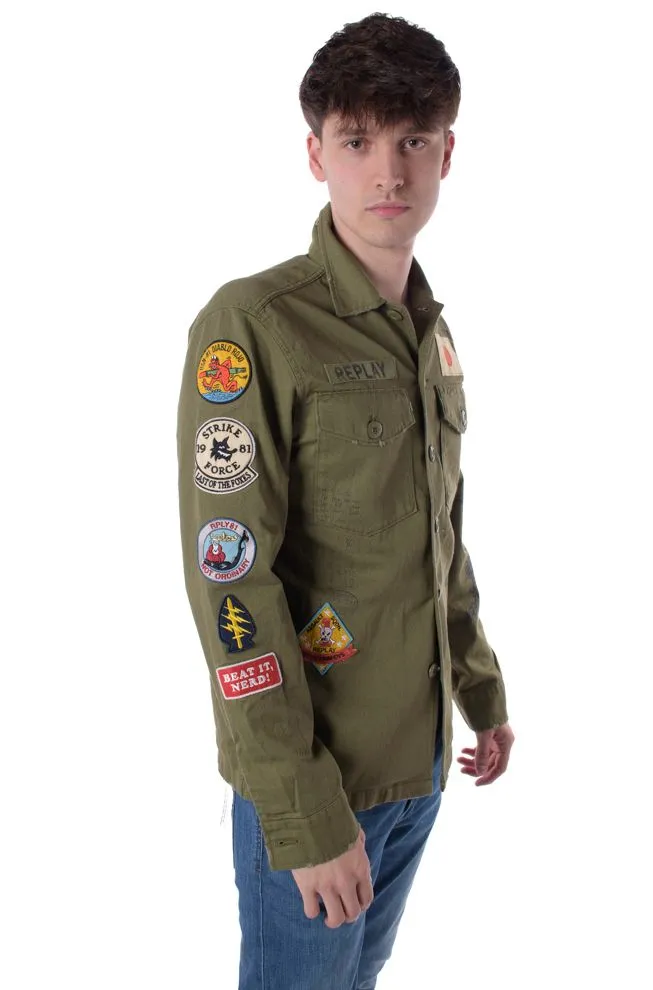 camicia patched uomo verde