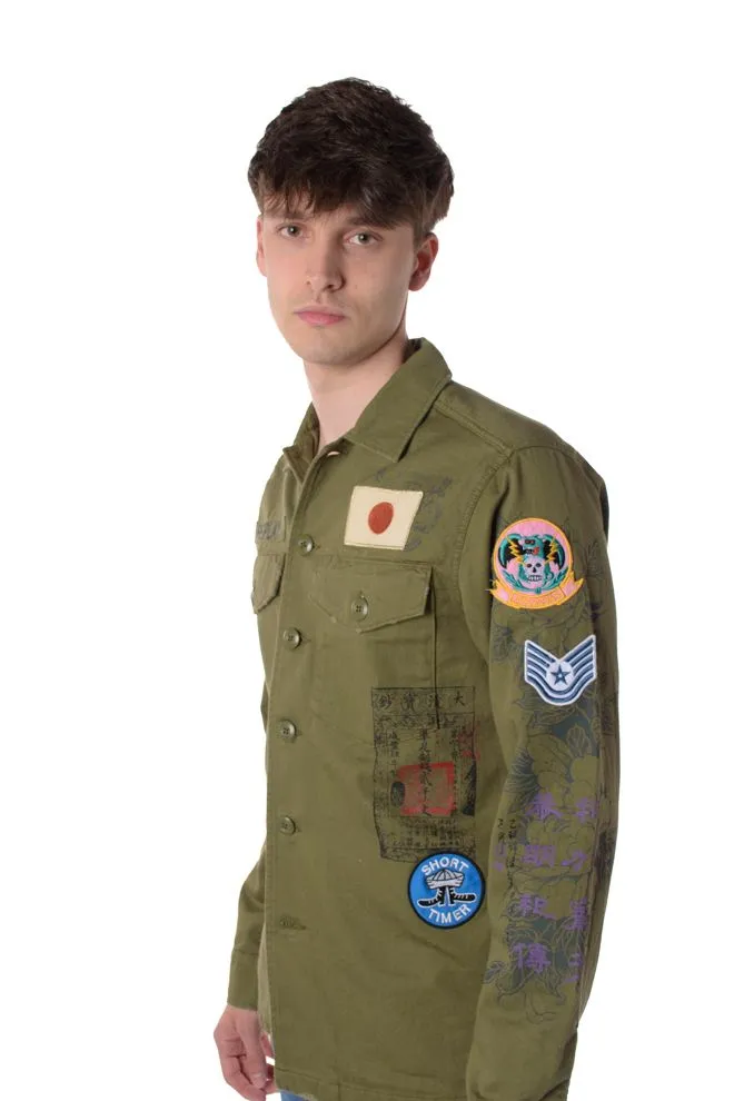 camicia patched uomo verde