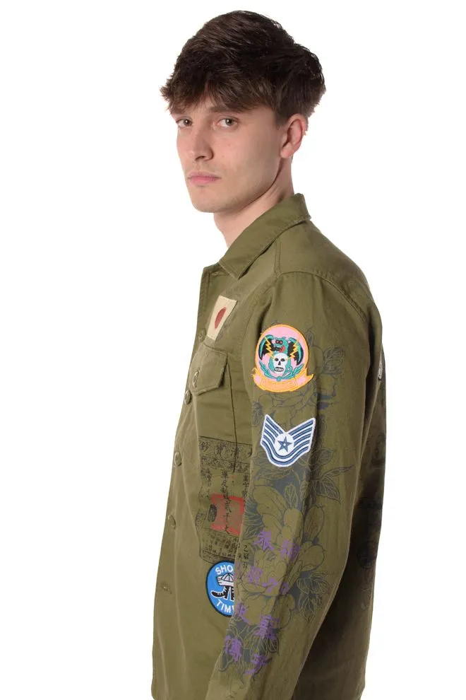 camicia patched uomo verde