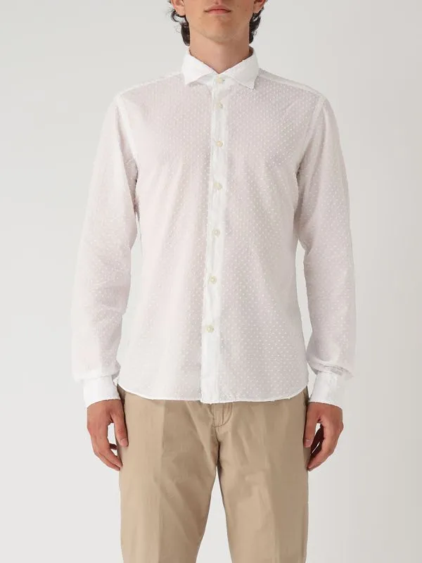 Camicia uomo Mastricamiciai Luca in cotone a pois Bianco