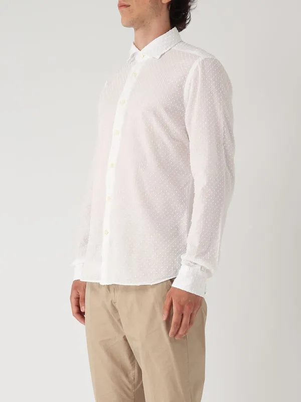 Camicia uomo Mastricamiciai Luca in cotone a pois Bianco