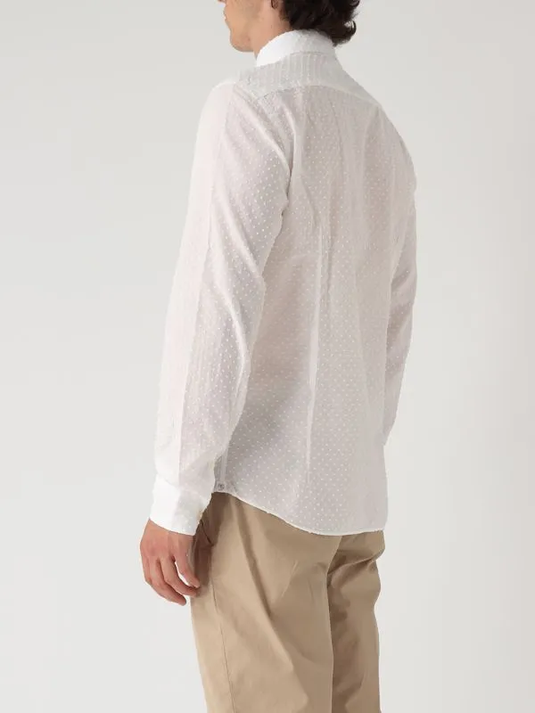 Camicia uomo Mastricamiciai Luca in cotone a pois Bianco