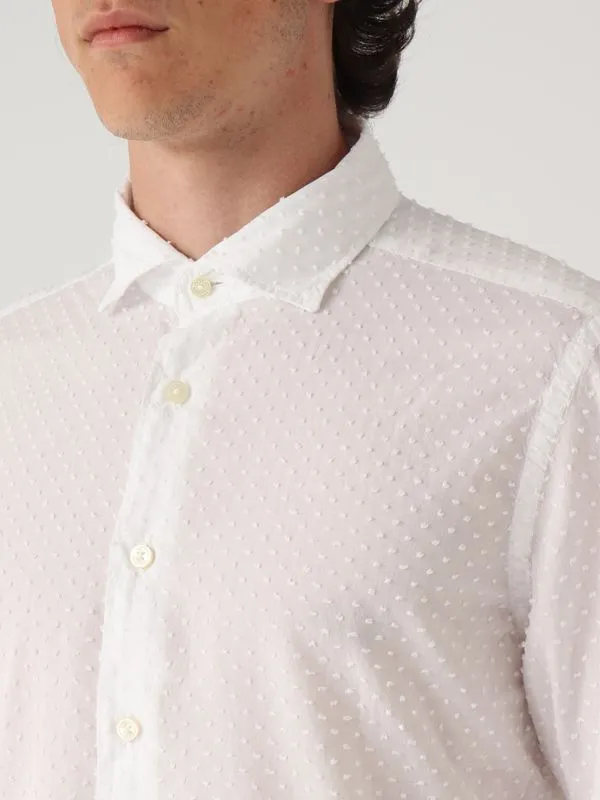 Camicia uomo Mastricamiciai Luca in cotone a pois Bianco
