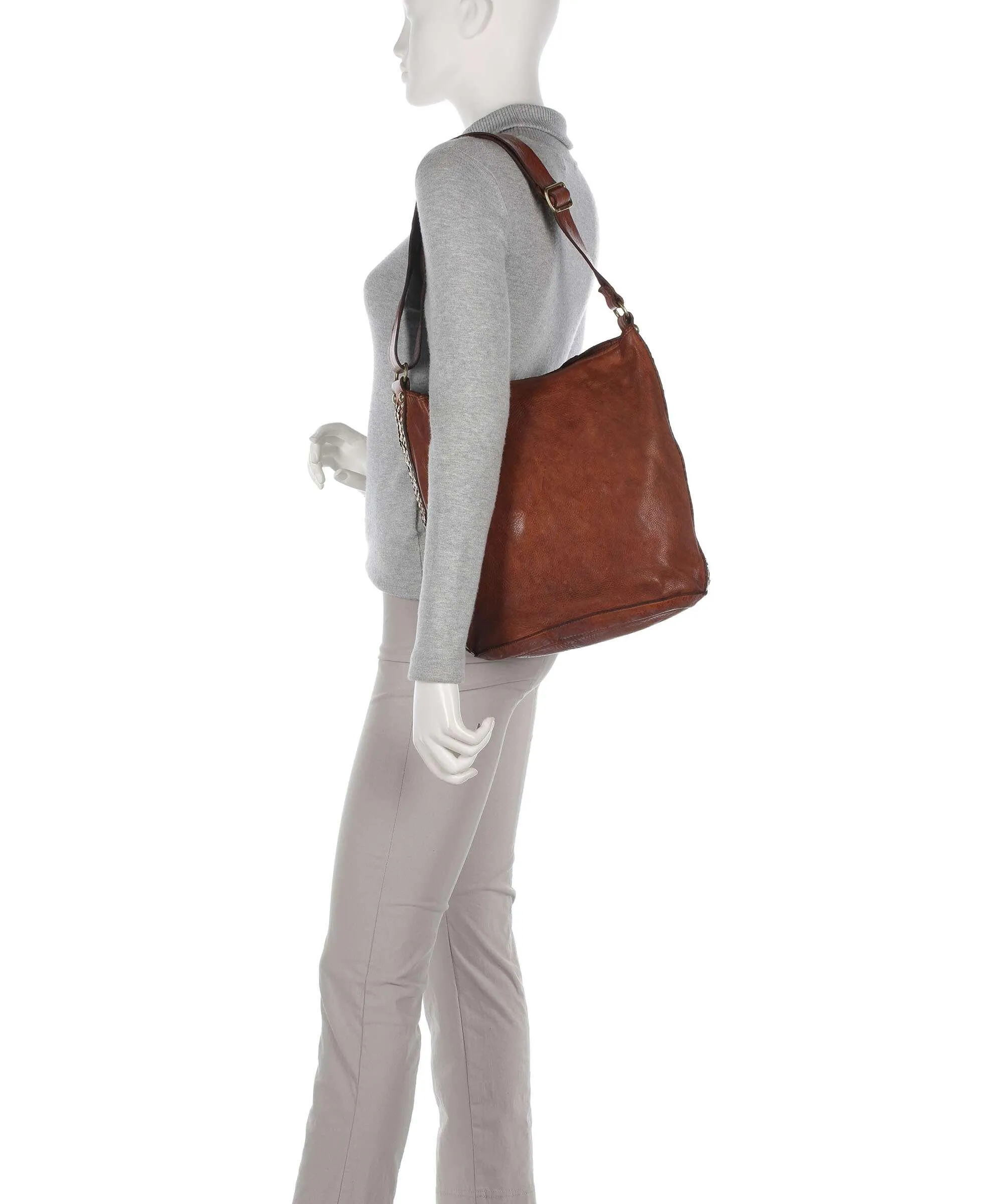  Campomaggi Borsa hobo pelle di vacchetta finemente grana cognac  