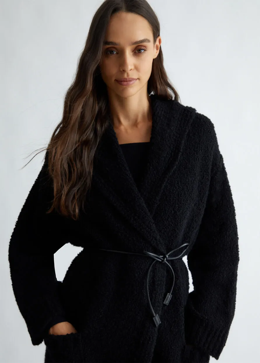 Cappotto Maglia Misto Lana Nero e Bianco Liu Jo