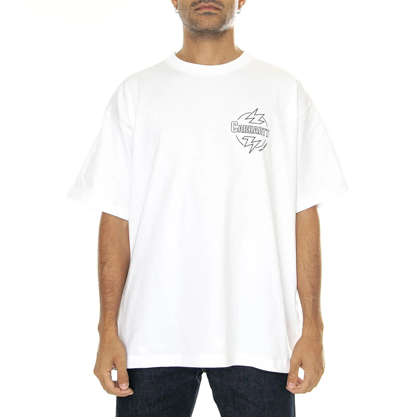 CARHARTT WIP S/S Ablaze T-Shirt White / Black - Maglietta Girocollo Uomo Bianca    