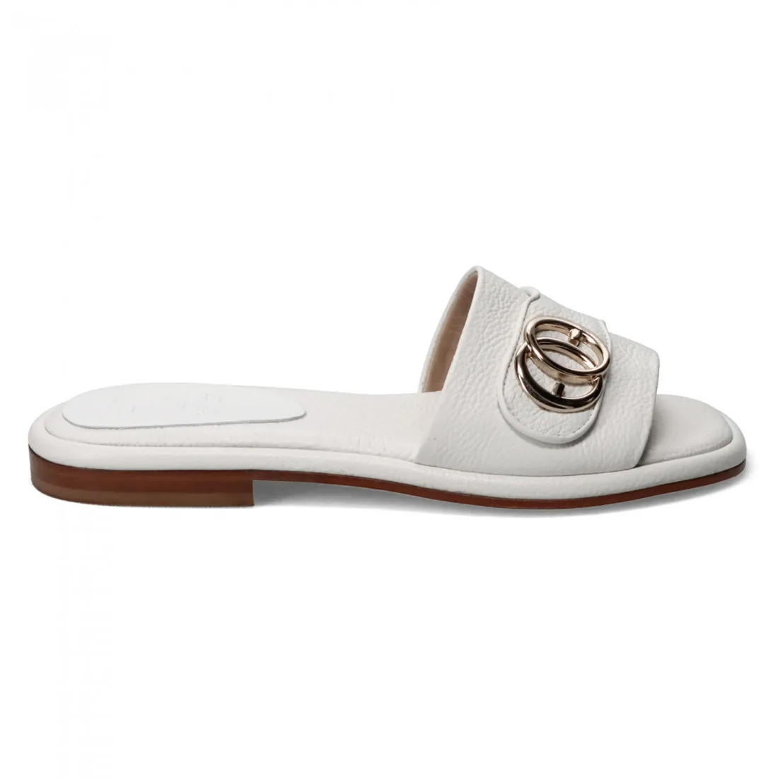 Ciabattina Luca Grossi bianca in pelle con accessorio oro