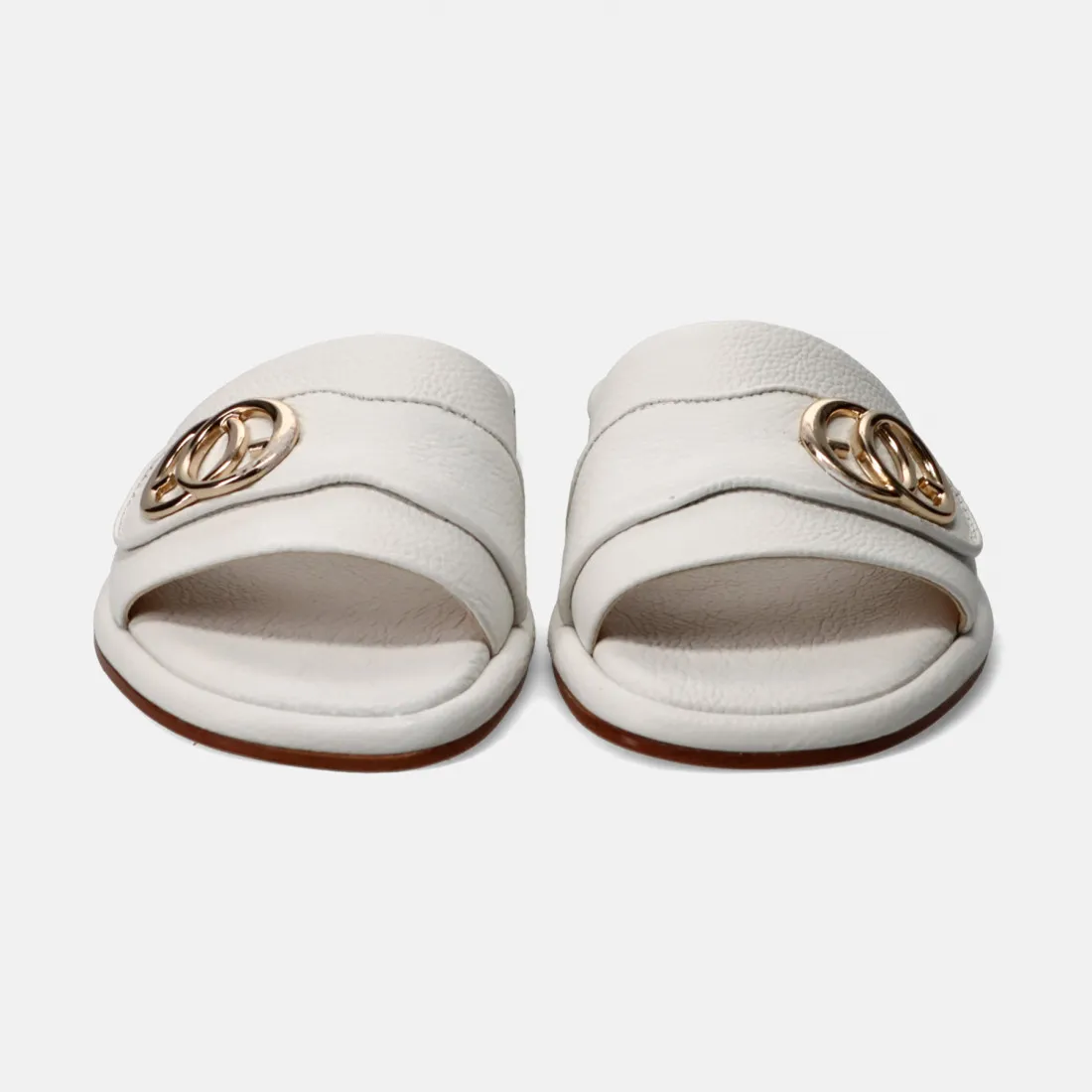 Ciabattina Luca Grossi bianca in pelle con accessorio oro