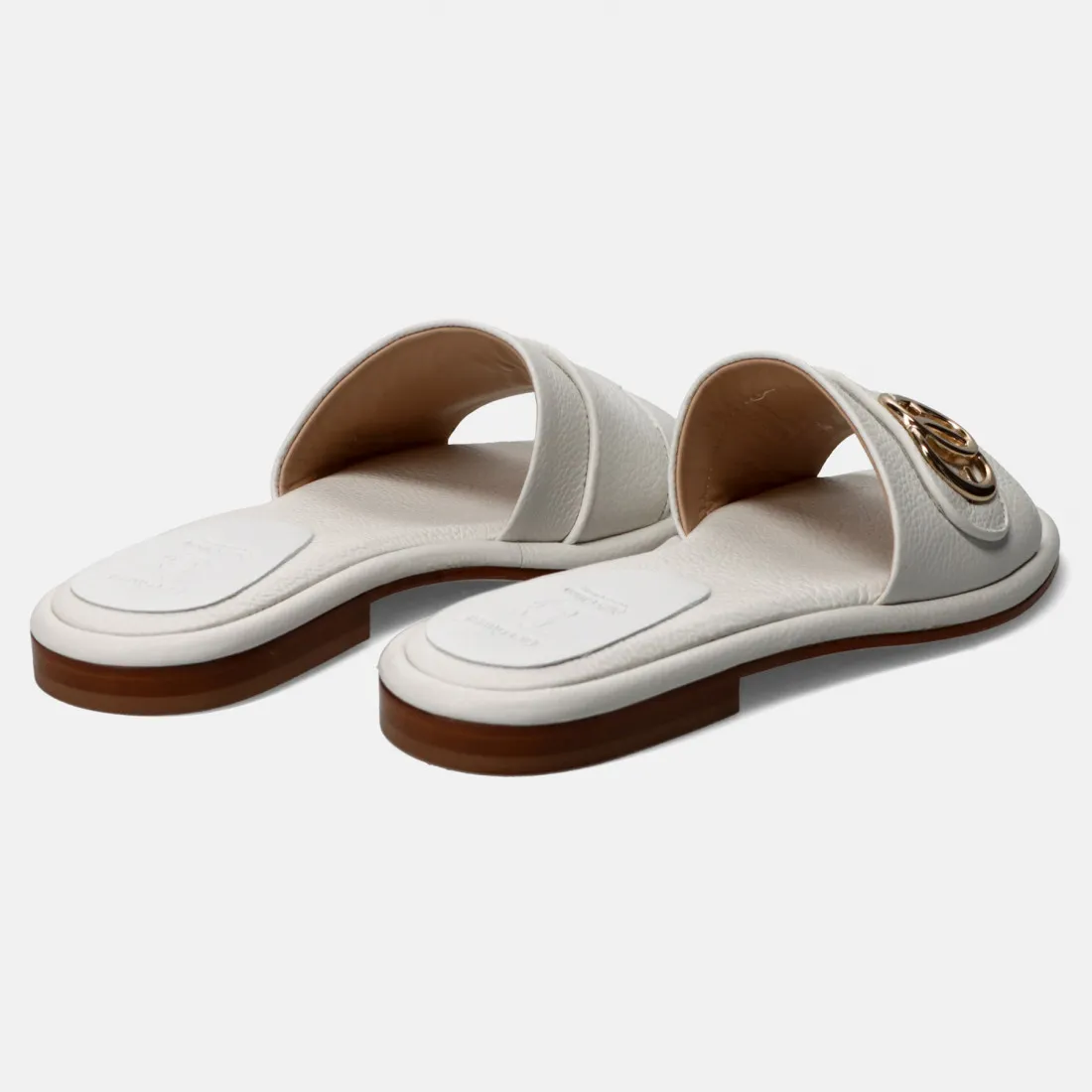 Ciabattina Luca Grossi bianca in pelle con accessorio oro