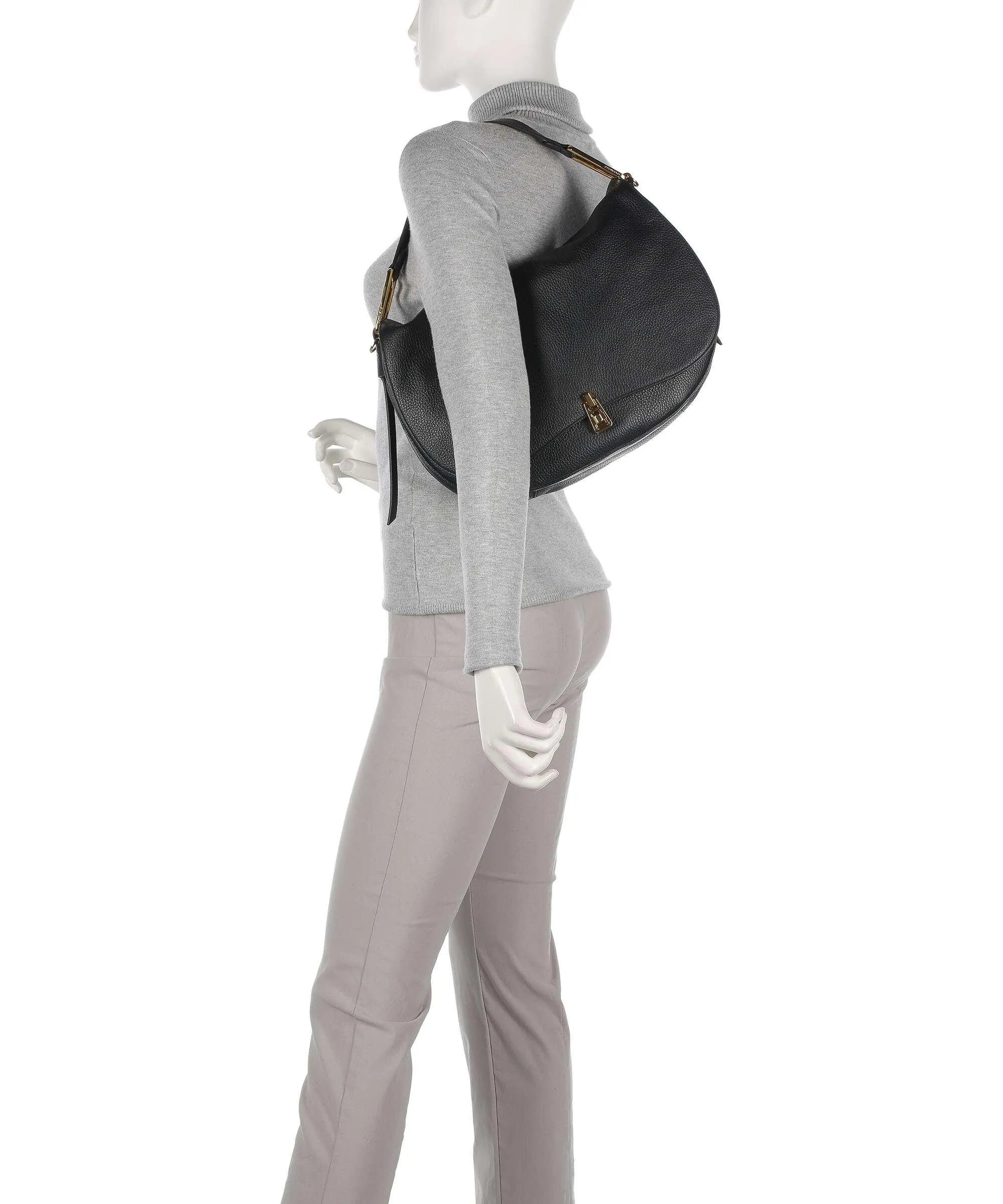  Coccinelle Magie Soft Borsa hobo pelle di vacchetta grana nero  